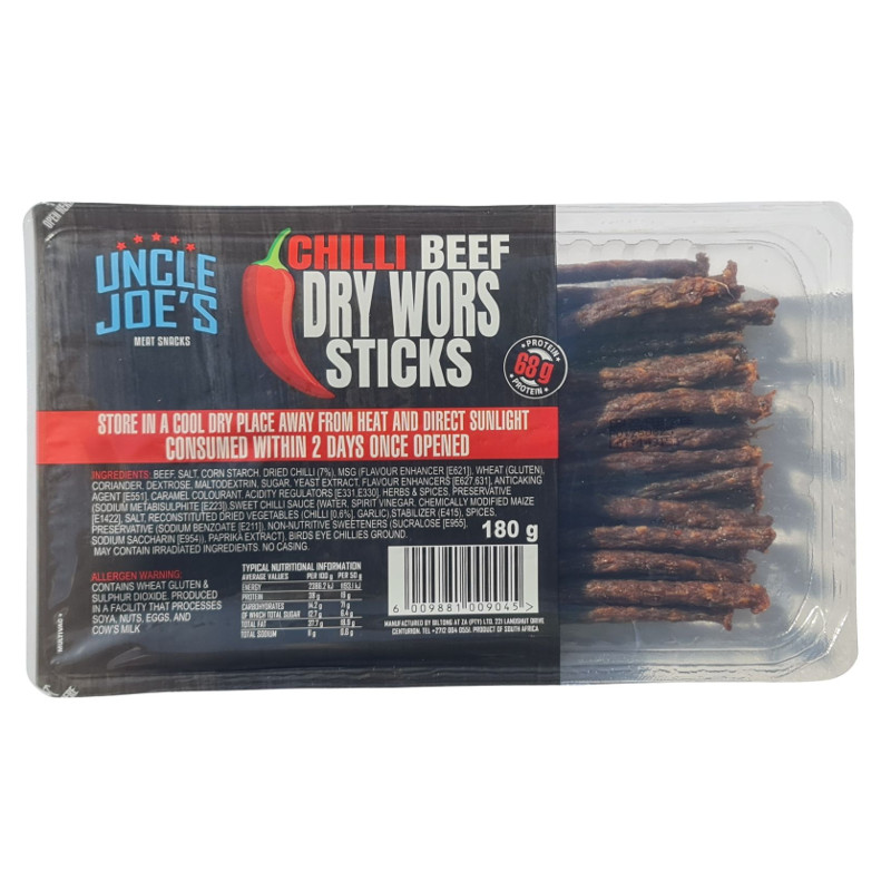 Chilli Beef Dry Wors Sticks 180g
