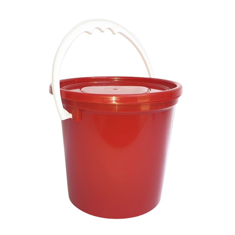 Red 1L Bucket with Lid 10's